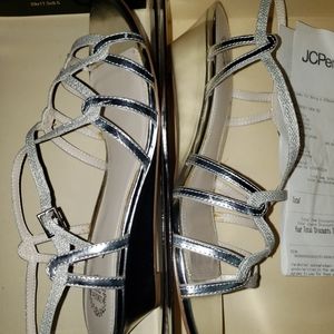 I Miller silver wedge dress heels size 10